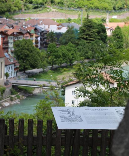 View of Klausen and the Eisack river from the Dürerstein Stone